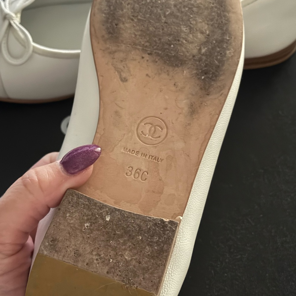 CHANEL White Leather Loafers - Picture 9 of 10